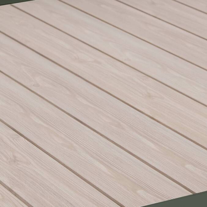 ÉVASION square extendable garden table Linen / Laurel green 12 seats - Epoxy-coated aluminum Linen / Laurel
