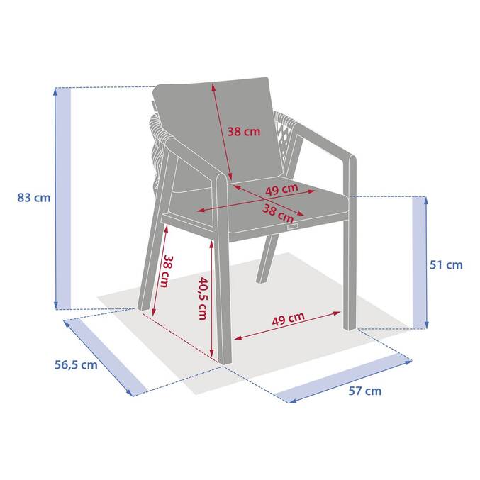 Garden chair with arms MYLORE Beige / Honey Epoxy treated aluminum, Recycled polyester Beige / Honey