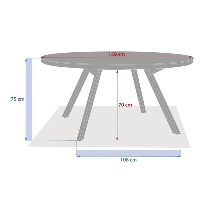 Round garden table NELORA Beige / Honey 8 seats - Epoxy-treated aluminum, Sintered stone Beige String / Honey