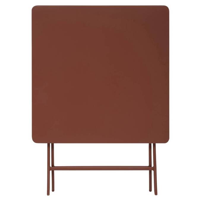 Folding balcony table GREENSBORO Mahogany 2 seats - Steel, Reinforced anti-rust treatment Mahogany Brown