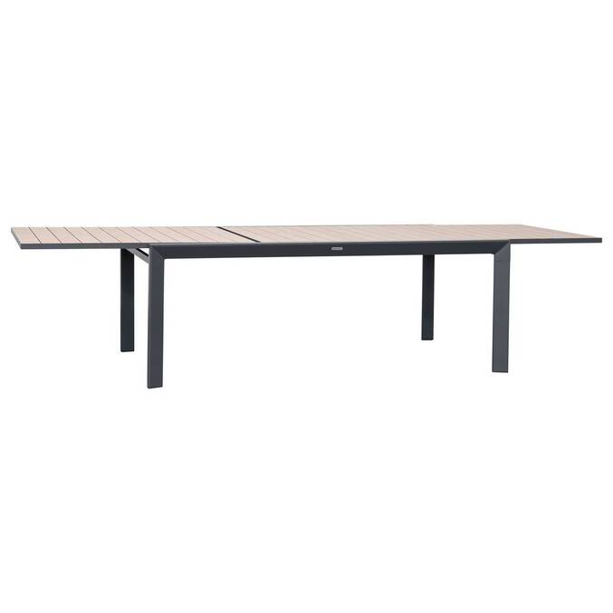 Rectangular extendable garden table EVASION Honey / Graphite 12 seats - Epoxy-coated aluminum Honey / Graphite