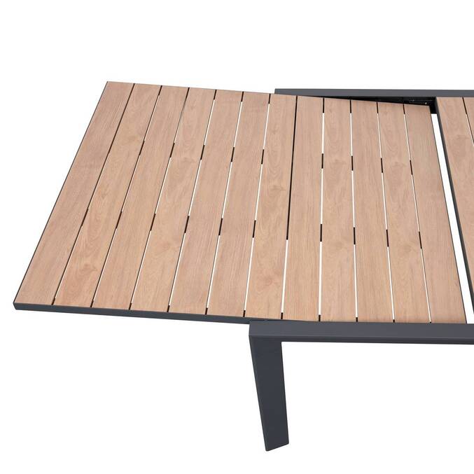 Rectangular extendable garden table EVASION Honey / Graphite 12 seats - Epoxy-coated aluminum Honey / Graphite