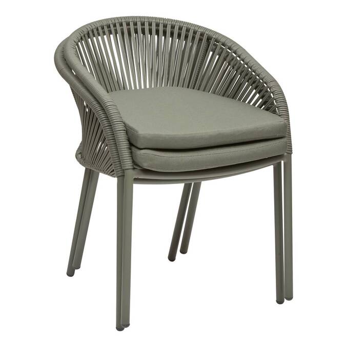 Garden chair with arms ORYON Laurel green Epoxy-treated aluminum, Olefin Laurel