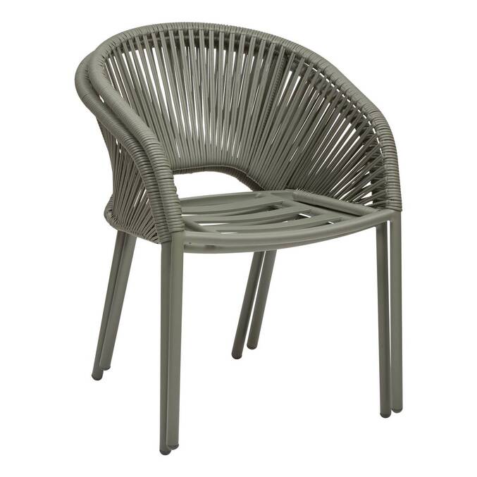 Garden chair with arms ORYON Laurel green Epoxy-treated aluminum, Olefin Laurel