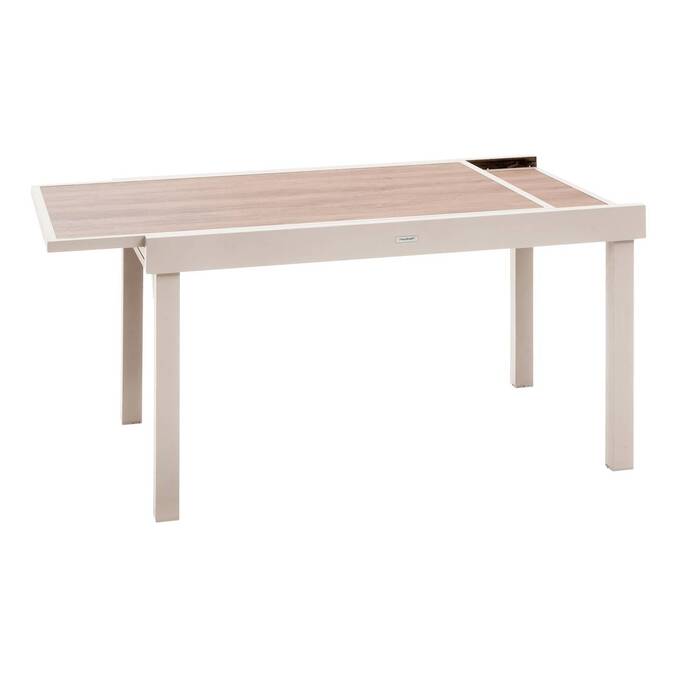 Rectangular extendable garden table PIAZZA Spelt / Clay 12 seats - Epoxy-coated aluminum, Tempered glass Spelt / Clay