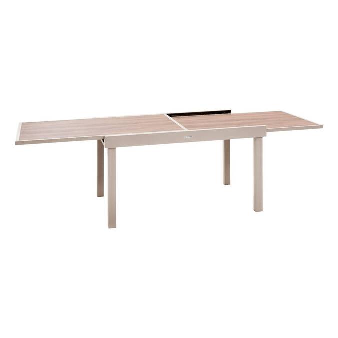 Rectangular extendable garden table PIAZZA Spelt / Clay 12 seats - Epoxy-coated aluminum, Tempered glass Spelt / Clay
