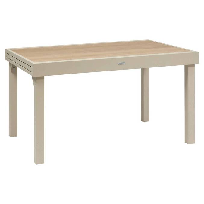 Rectangular extendable garden table PIAZZA Spelt / Clay 10 seats - Epoxy treated aluminum, Tempered glass Spelt / Clay