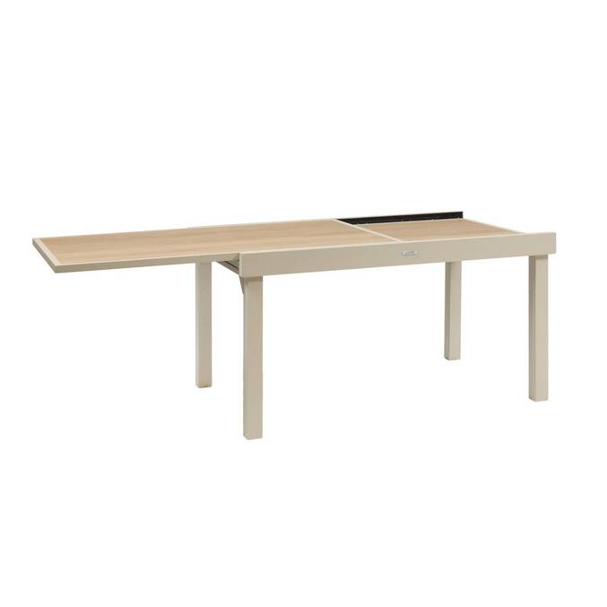 Rectangular extendable garden table PIAZZA Spelt / Clay 10 seats - Epoxy treated aluminum, Tempered glass Spelt / Clay