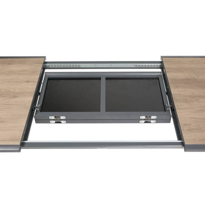 Rectangular extendable garden table PAVANE Truffle / Graphite 10 seats - Epoxy treated aluminum, Tempered glass Truffle / Graphite