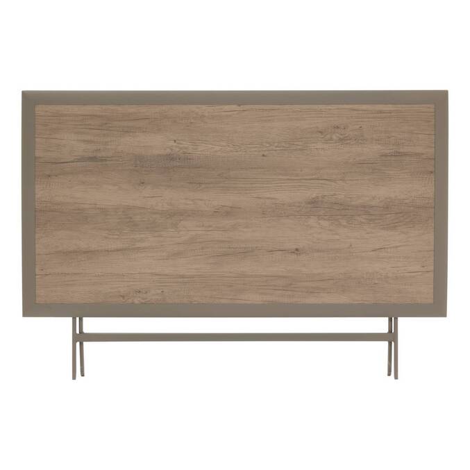 Rectangular folding garden table AZUA Truffle / Coffee 6 seats - Epoxy-treated aluminum, Glass Truffle / Coffee