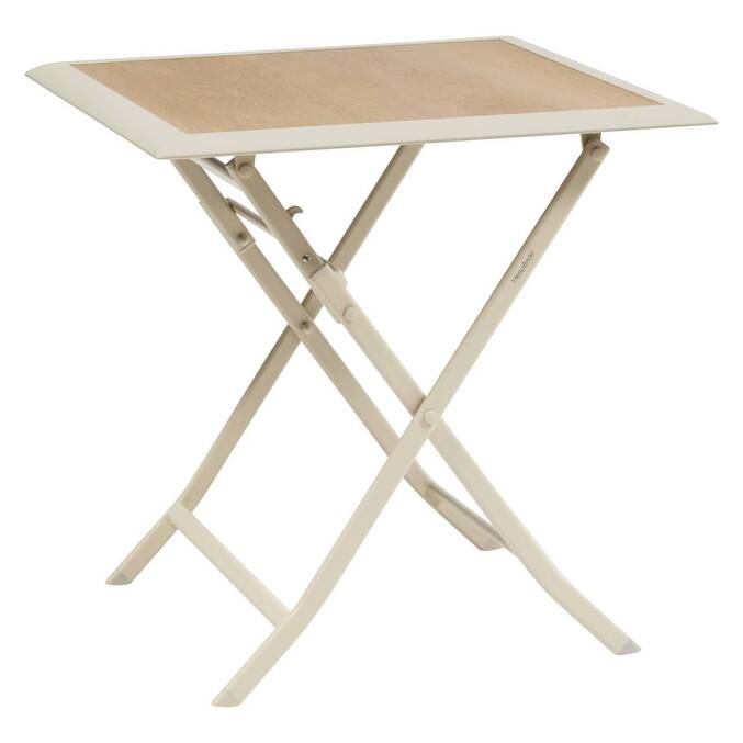 Folding square garden table AZUA Spelt / Clay 2 seats - Epoxy-treated aluminum, Glass Spelt / Clay