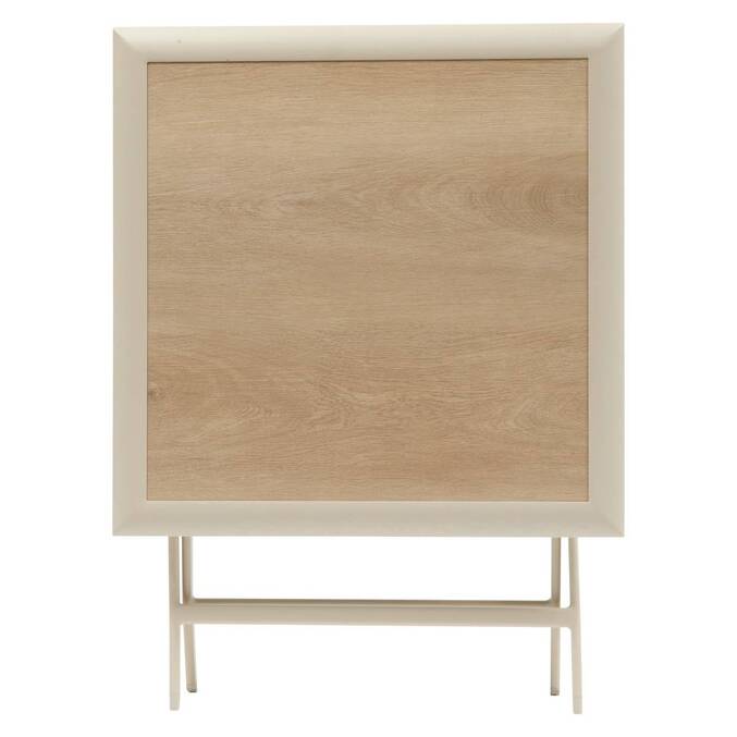 Folding square garden table AZUA Spelt / Clay 2 seats - Epoxy-treated aluminum, Glass Spelt / Clay