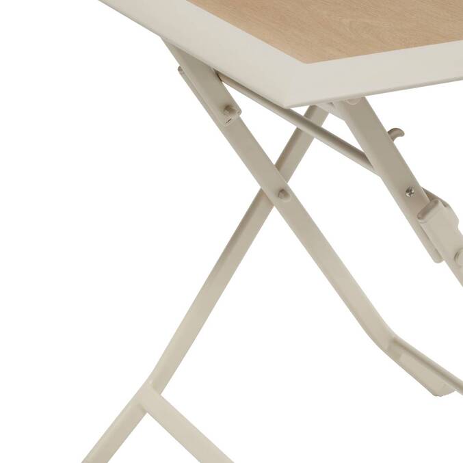 Folding square garden table AZUA Spelt / Clay 2 seats - Epoxy-treated aluminum, Glass Spelt / Clay