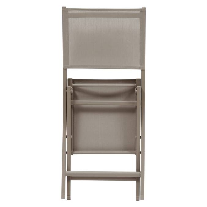Set of 4 folding garden chairs ESSENTIA Hazelnut / Coffee Epoxy treated steel, Epoxy treated aluminum, Texaline Hazelnut / Coffee