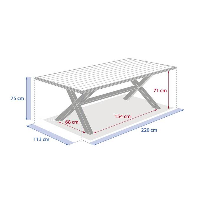 Rectangular garden table AXIOME Clay / Honey 8 seats - Epoxy-coated aluminum Clay / Honey