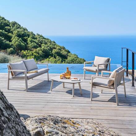 Garden lounge set FLOVIA Clay 4 seats - Epoxy-treated aluminum, Texaline