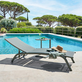 Sun lounger set BONAO Laurel + EVASION side table Laurel Epoxy-coated aluminum, Textilene Laurel