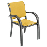 Conjunto de mesa de jardín PIAZZA + 6 sillones PIAZZA Amarillo mostaza y Grafito 8 plazas - Aluminio con tratamiento epoxi Grafito / Amarillo