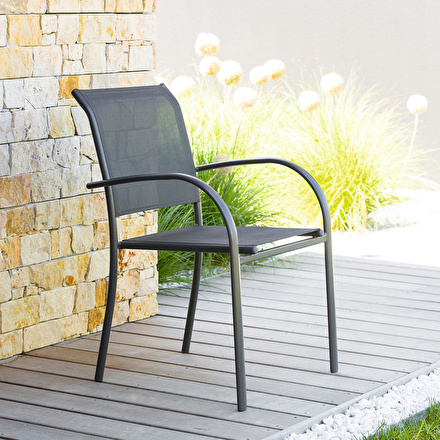 Sillón de jardín apilable PIAZZA Antracita y Gráfito