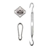 Kit de fijación para vela de sombra 20 cm - Acero recubierto de epoxi, 3 piezas Beige