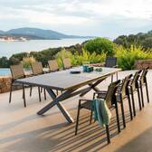 Mesa de jardín extensible AXIOME Antracita 10 plazas - Aluminio recubierto de epoxi Pizarra granito