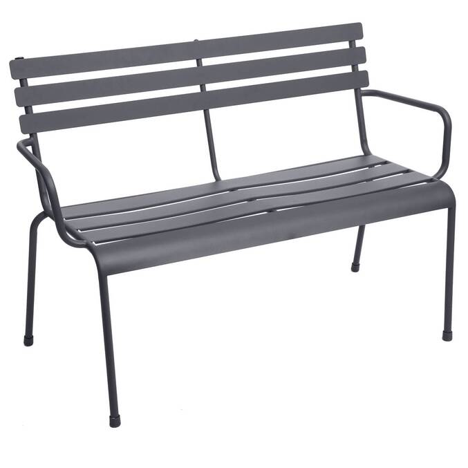 Banco de jardín GREENSBORO Gris oscuro 2 plazas - Acero tratado con epoxi, Tratamiento antioxidante reforzado Grafito