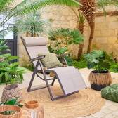 Sillón relax de jardín DECIMA Avellana / Praliné 8 posiciones - Aluminio tratado con epoxi, Texaline Avellana / Praliné