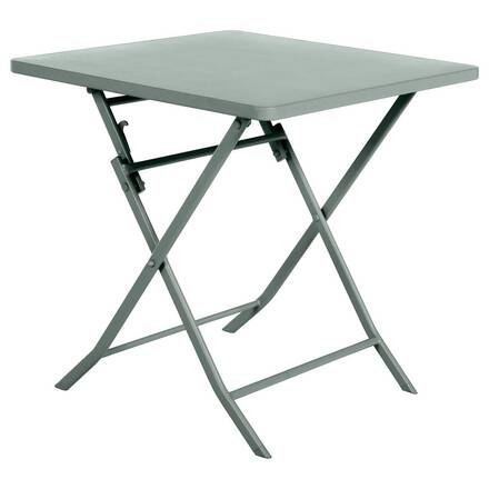 Mesa de jardín cuadrada plegable GREENSBORO Verde oliva 2 plazas - Acero tratado con epoxi, Tratamiento antioxidante reforzado