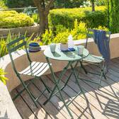 Mesa de jardín redonda plegable GREENSBORO Verde oliva 2 plazas - Acero tratado con epoxi, Tratamiento antioxidante reforzado Verde oliva