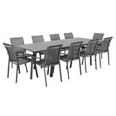 Mesa de jardín extensible PAVANE Grafito 10 plazas - Aluminio recubierto de epoxi Grafito