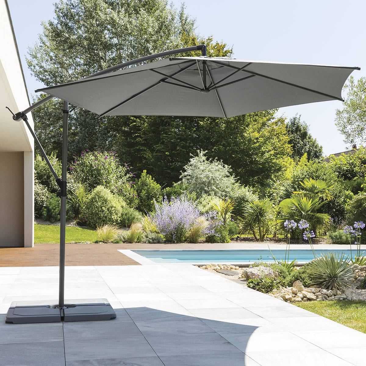 Parasol lateral redondo MANOA Pizarra 3 m - Aluminio tratado con epoxi, acero, poliéster Pizarra