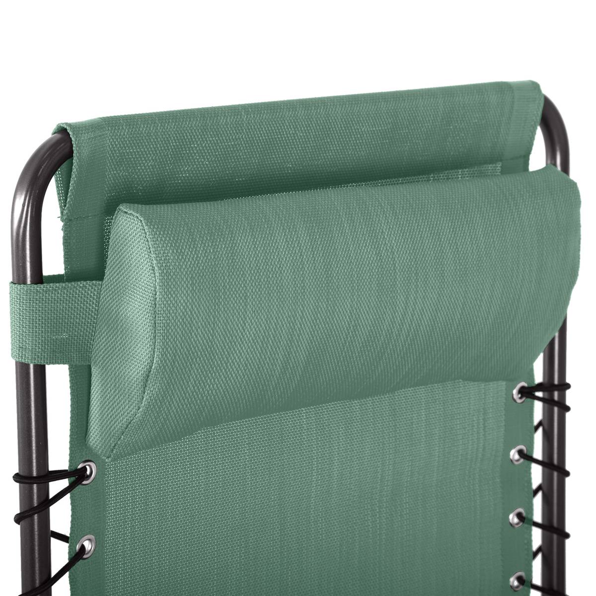 Sillón relax de jardín SILOS Verde oliva 5 posiciones - Acero con recubrimiento de epoxi, Texaline Verde oliva