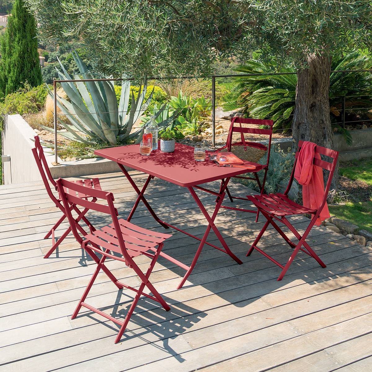 Mesa de jardín rectangular plegable GREENSBORO Granada 4 plazas - Acero tratado con epoxi, Tratamiento antióxido reforzado Granada