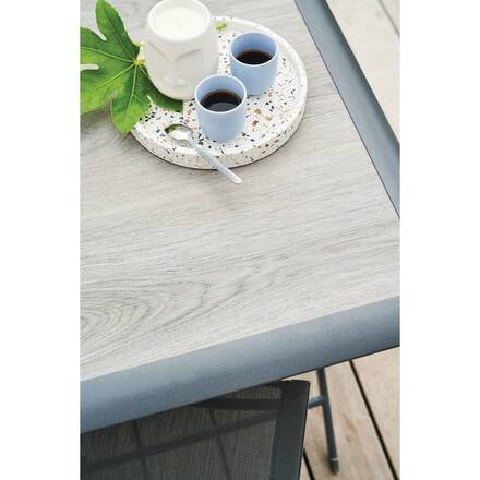 Mesa de jardín rectangular plegable AZUA Gris humo 4 plazas - Aluminio tratado con epoxi, ECP