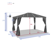 Pérgola BELIZE Grafito 3,6 x 3 m - Aluminio, Policarbonato Grafito