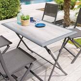 Mesa de jardín rectangular plegable AZUA Gris humo 4 plazas - Aluminio tratado con epoxi, ECP Gris humo