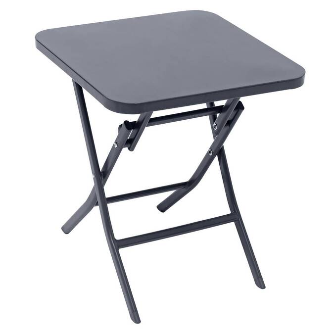 Mesa auxiliar de jardín cuadrada GREENSBORO Grafito 40 x 40 cm - Acero, Tratamiento Antioxidante Reforzado Grafito