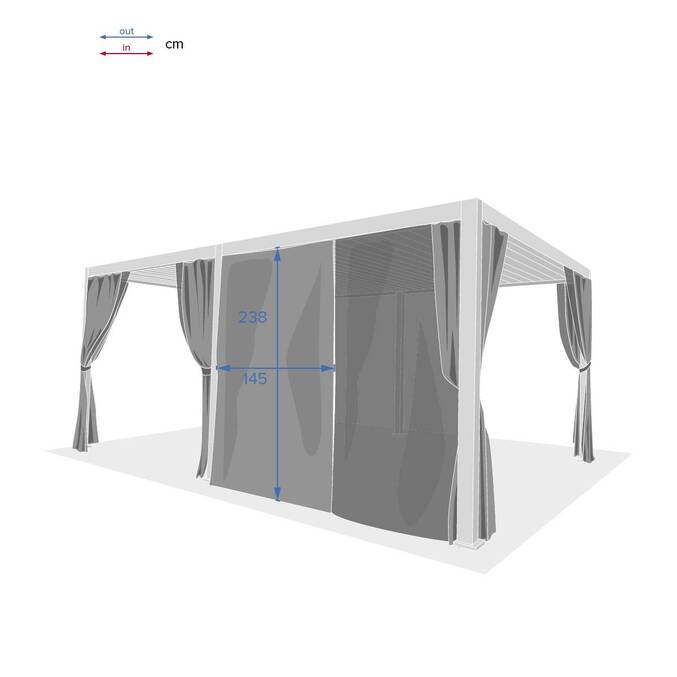 Kit de cortinas, mosquiteras y rieles para pérgola bioclimática EVORA Pizarra Para EVORA 6 x 3,6 m - 8 rieles, 6 cortinas y 6 mosquiteras3445
