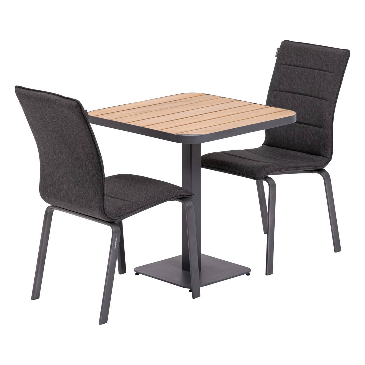 Mesa bistró TYLA Acacia / Grafito 2 plazas - Acero tratado con epoxi, Acacia certificada FSC® Acacia / Grafito