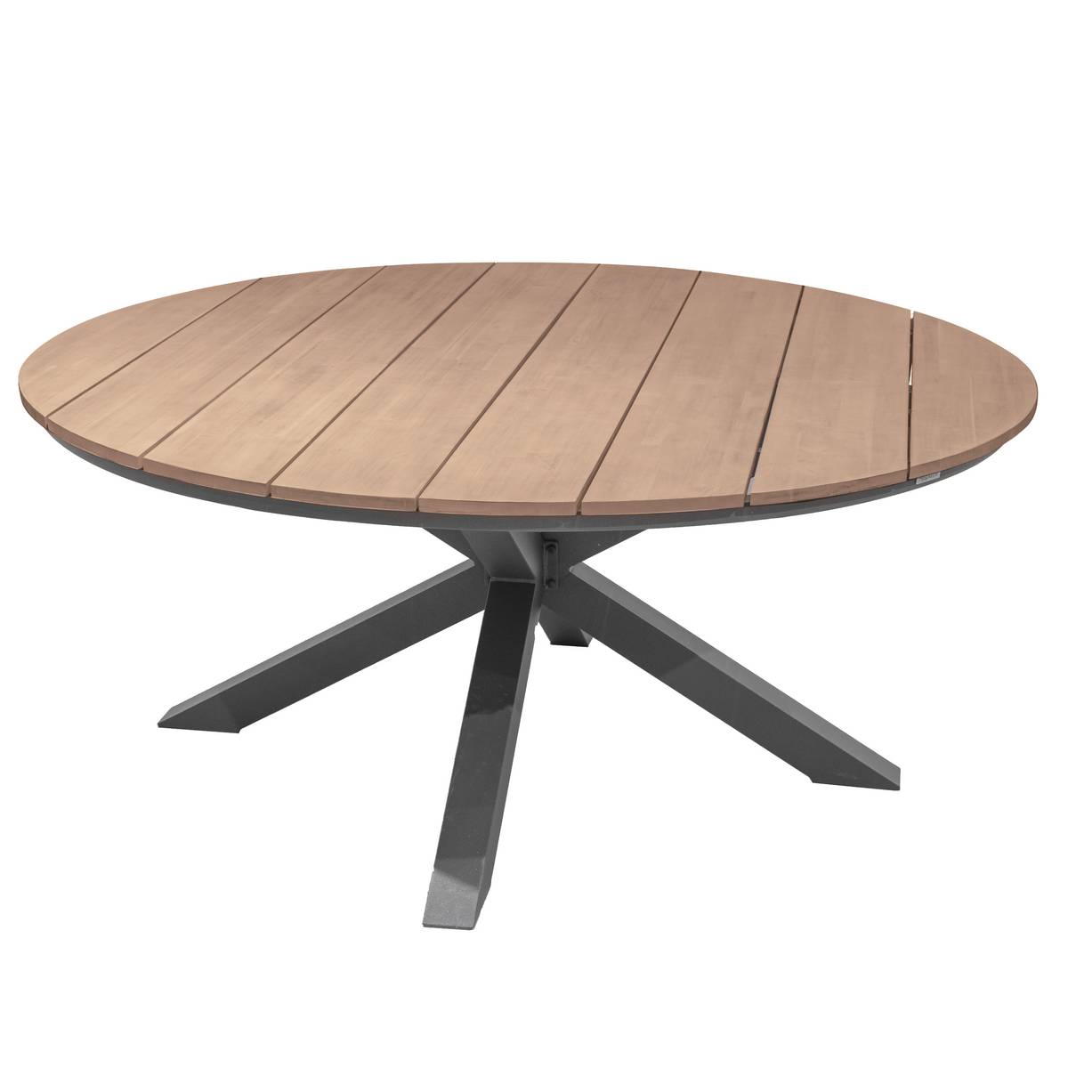Mesa de jardín redonda ORIENGO Acacia / Grafito 8 plazas - Aluminio tratado con epoxi, acacia certificada FSC® Acacia / Grafito