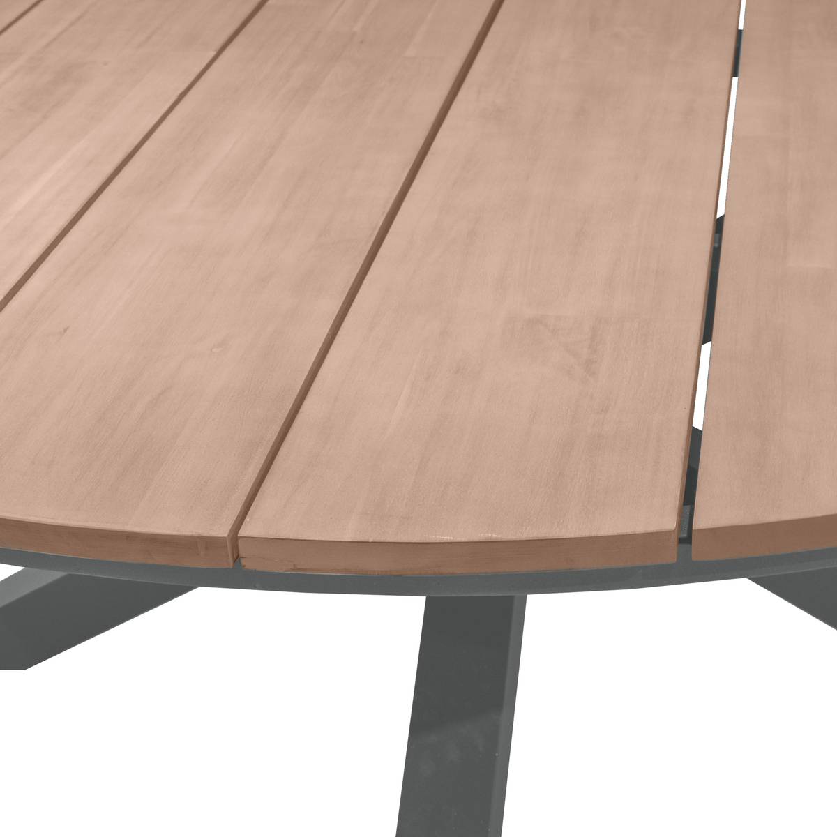 Mesa de jardín redonda ORIENGO Acacia / Grafito 8 plazas - Aluminio tratado con epoxi, acacia certificada FSC® Acacia / Grafito