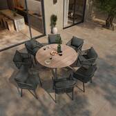 Mesa de jardín redonda ORIENGO Acacia / Grafito 8 plazas - Aluminio tratado con epoxi, acacia certificada FSC® Acacia / Grafito