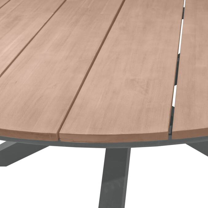 Mesa de jardín redonda ORIENGO Acacia / Grafito 8 plazas - Aluminio tratado con epoxi, acacia certificada FSC®3684