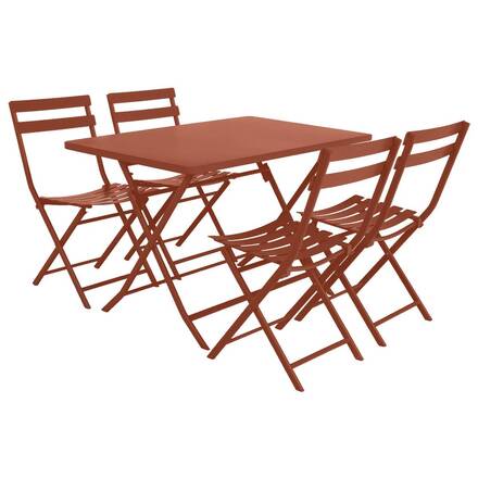Mesa de jardín rectangular plegable GREENSBORO Ámbar 4 plazas - Acero tratado con epoxi, Tratamiento antióxido reforzado