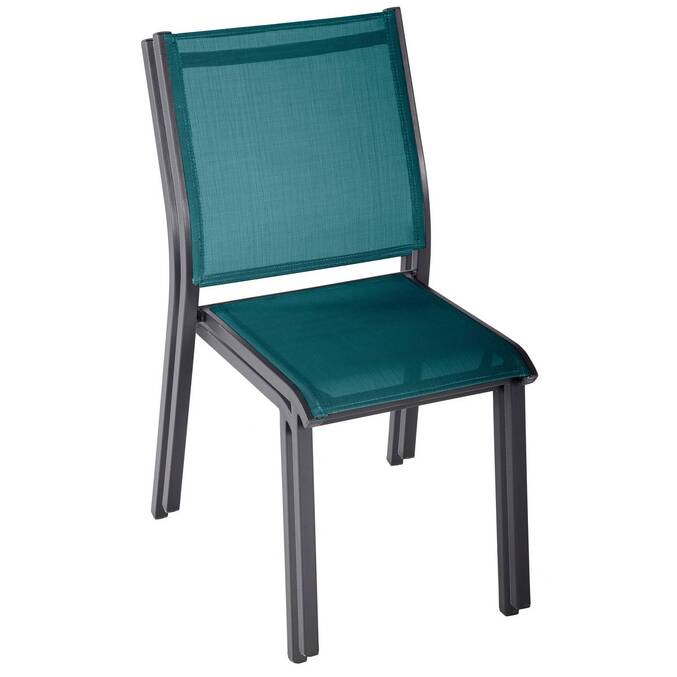 Silla de jardín apilable ESSENTIA Azul petróleo / Grafito Aluminio tratado con epoxi, Texaline Azul pato / Grafito