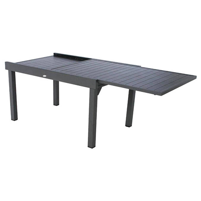 1 mesa de jardín extensible PIAZZA Grafito + 10 sillones PIAZZA 1 mesa extensible 10 plazas y 10 sillas apilables3500
