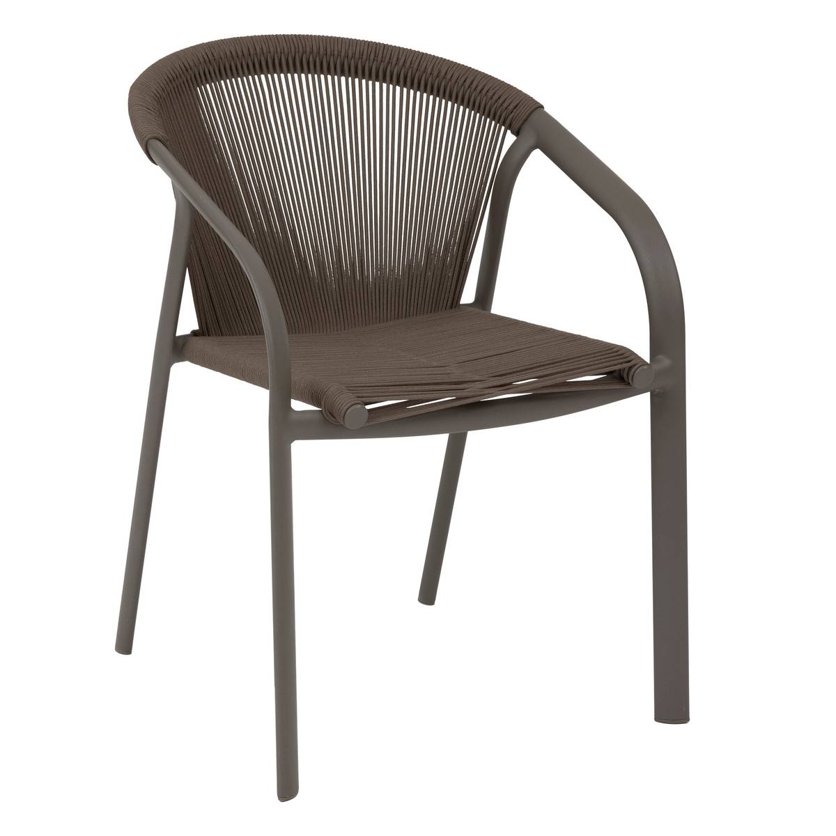 Silla de jardín con reposabrazos apilable RIU Wengé / Praliné Aluminio recubierto de epoxi Wengé / Praliné