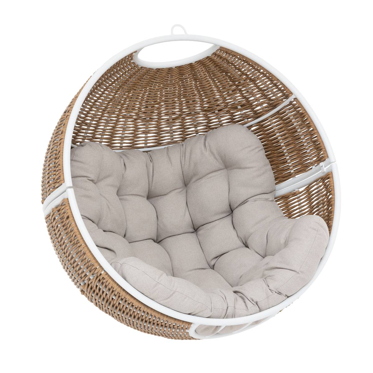 Sillón colgante huevo ORBIANA Topo / Blanco Acero recubierto de epoxi, Poliéster Topo / Blanco