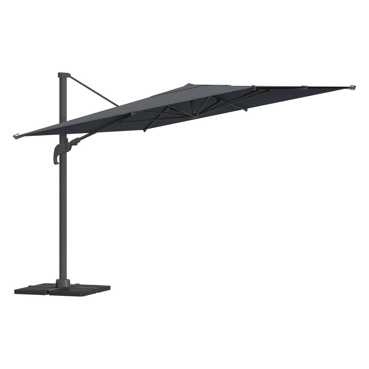 Parasol lateral rectangular inclinable MELHIA Antracita / Grafito 4 x 3 m - Aluminio tratado con epoxi, Acero, Olefina Antracita / Grafito