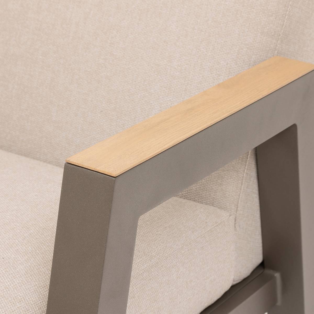 Conjunto de jardín AXIOME Beige / Praline 5 plazas - Aluminio tratado con epoxi, Texaline, Olefina Beige / Praliné